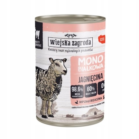 Wiejska Zagroda Mono Jagniecina 400g Dla Kota