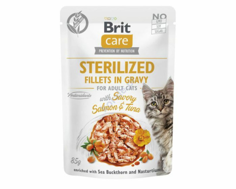 Brit care cat fillets in gravy sterilized salmon and tuna 85g