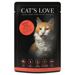 CAT'S LOVE Adult 85 g Classic czysta wołowina z olejem z krokosza i mniszkiem