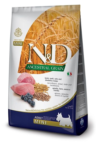 Farmina N&D Ancestral Grain Canine Lamb & Bluberry Adult Mini 2.5 KG