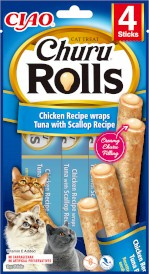 INABA Cat Churu Rolls Chicken Tuna Scaloop Przegrzebki 4x10g