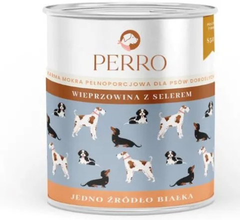 Perro Karma Mokra Wieprzowina Z Selerem Monobiałkowa Formuła Dla Psów Dorosłych 850G